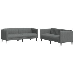vidaXL Juego de sofás 2 piezas tela gris oscuro