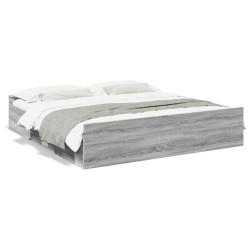 vidaXL Cama con cajones madera ingeniería gris Sonoma 180x200 cm