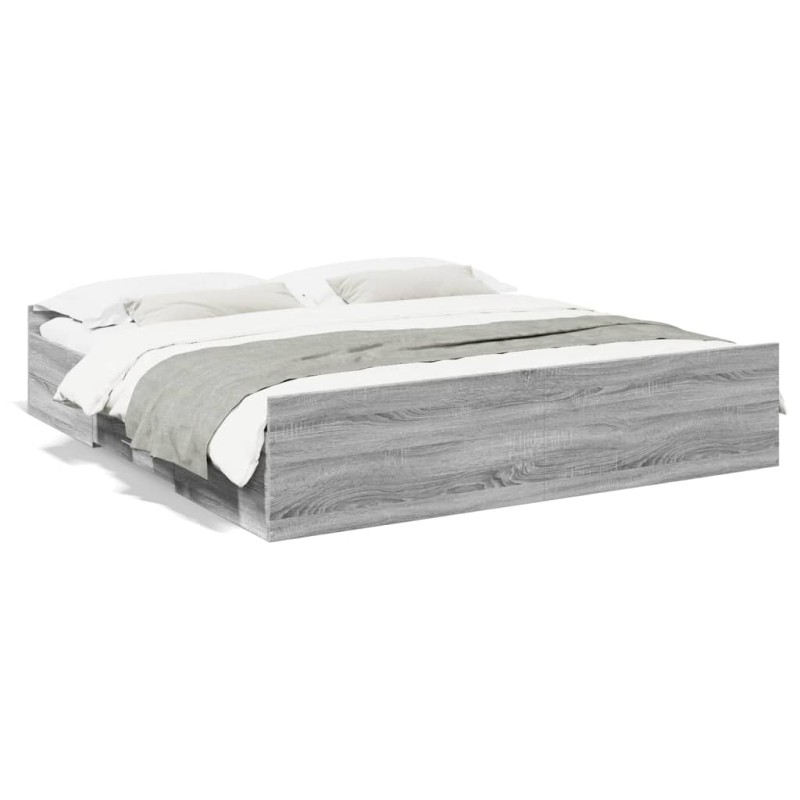 vidaXL Cama con cajones madera ingeniería gris Sonoma 180x200 cm vidaXL Cama con cajones madera ingeniería gris Sonoma 180x200 cm