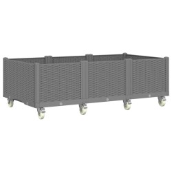 vidaXL Jardinera con ruedas PP gris claro 150x80x54 cm