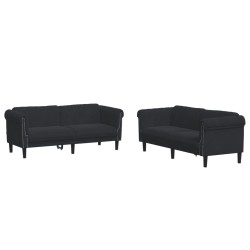 vidaXL Juego de sofás 2 piezas terciopelo negro