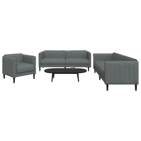 vidaXL Juego de sofás 3 piezas tela gris oscuro