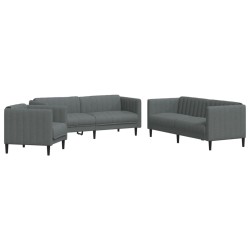 vidaXL Juego de sofás 3 piezas tela gris oscuro