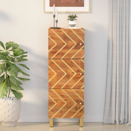 vidaXL Aparador alto madera maciza mango marrón y negro 40x33,5x110 cm