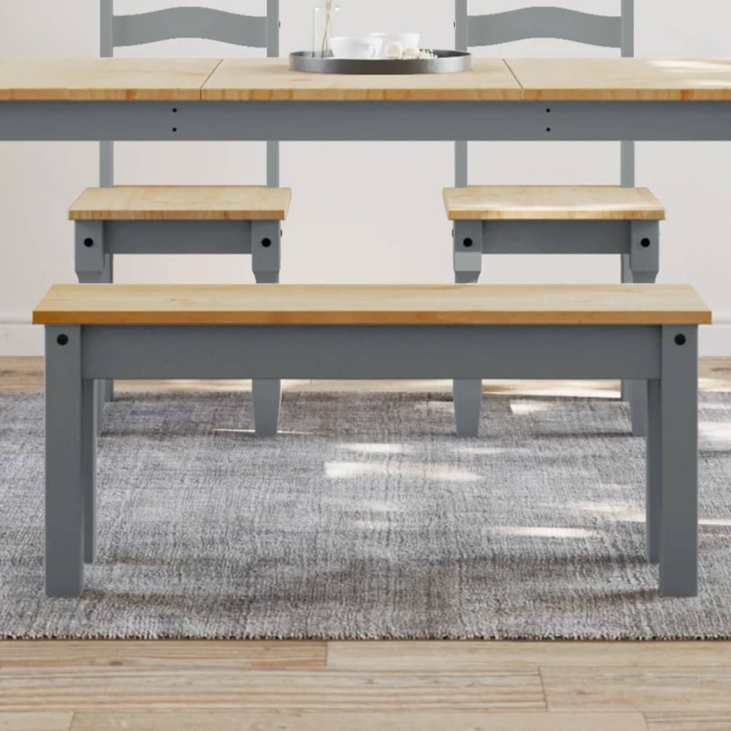 vidaXL Banco de comedor Panama madera maciza de pino gris 105x30x45 cm vidaXL Banco de comedor Panama madera maciza de pino gris 105x30x45 cm