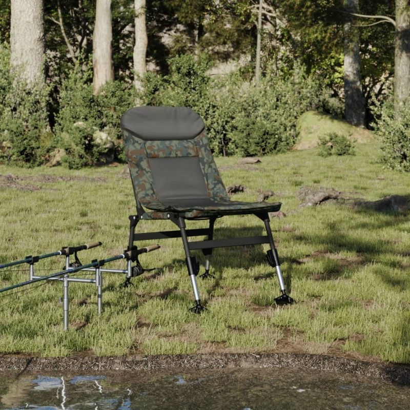 vidaXL Silla de pesca patas para barro ajustables plegable camuflaje vidaXL Silla de pesca patas para barro ajustables plegable camuflaje