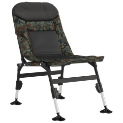 vidaXL Silla de pesca patas para barro ajustables plegable camuflaje