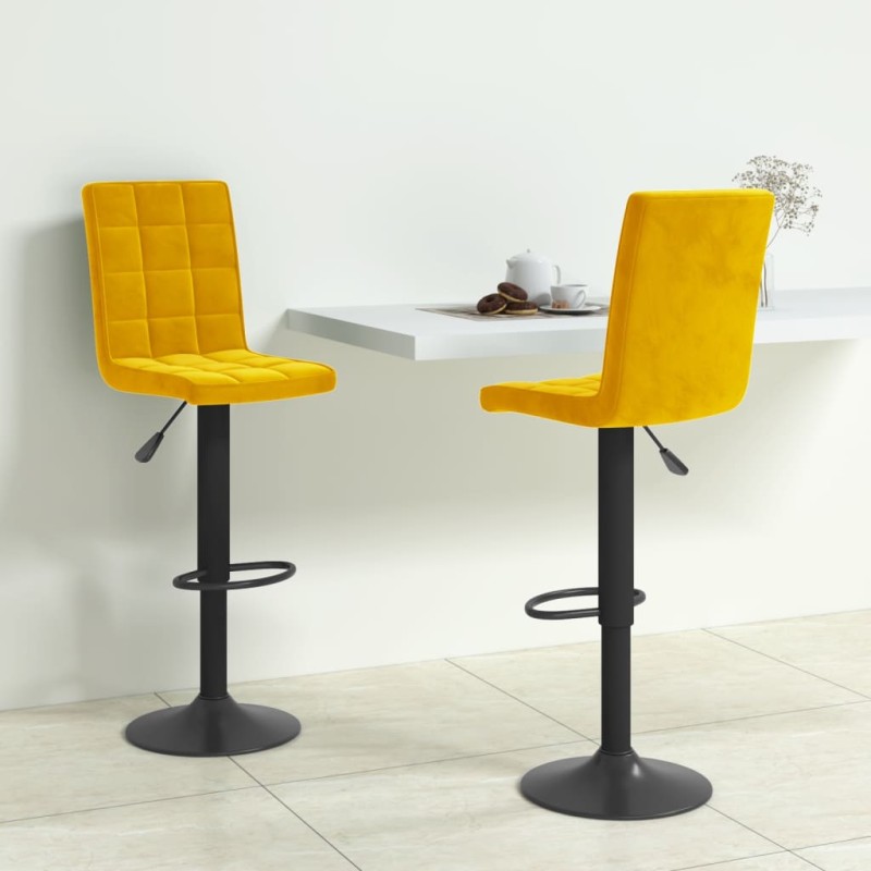 vidaXL Taburetes de cocina 2 unidades terciopelo amarillo mostaza vidaXL Taburetes de cocina 2 unidades terciopelo amarillo mostaza