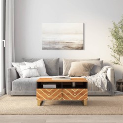 vidaXL Mesa de centro madera maciza mango negro y marrón 80x54x40 cm