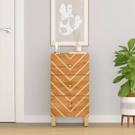 vidaXL Mueble auxiliar madera maciza mango marrón/negro 40x33,5x75 cm