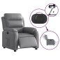 vidaXL Sillón reclinable eléctrico de cuero sintético gris vidaXL Sillón reclinable eléctrico de cuero sintético gris