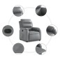 vidaXL Sillón reclinable eléctrico de cuero sintético gris vidaXL Sillón reclinable eléctrico de cuero sintético gris