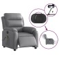 vidaXL Sillón de masaje reclinable eléctrico cuero sintético gris vidaXL Sillón de masaje reclinable eléctrico cuero sintético gris