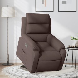 vidaXL Sillón reclinable elevable tela marrón oscuro