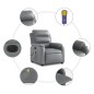 vidaXL Sillón de masaje reclinable eléctrico cuero sintético gris vidaXL Sillón de masaje reclinable eléctrico cuero sintético gris