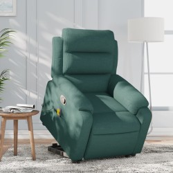vidaXL Silla de masaje reclinable de pie de tela verde oscura