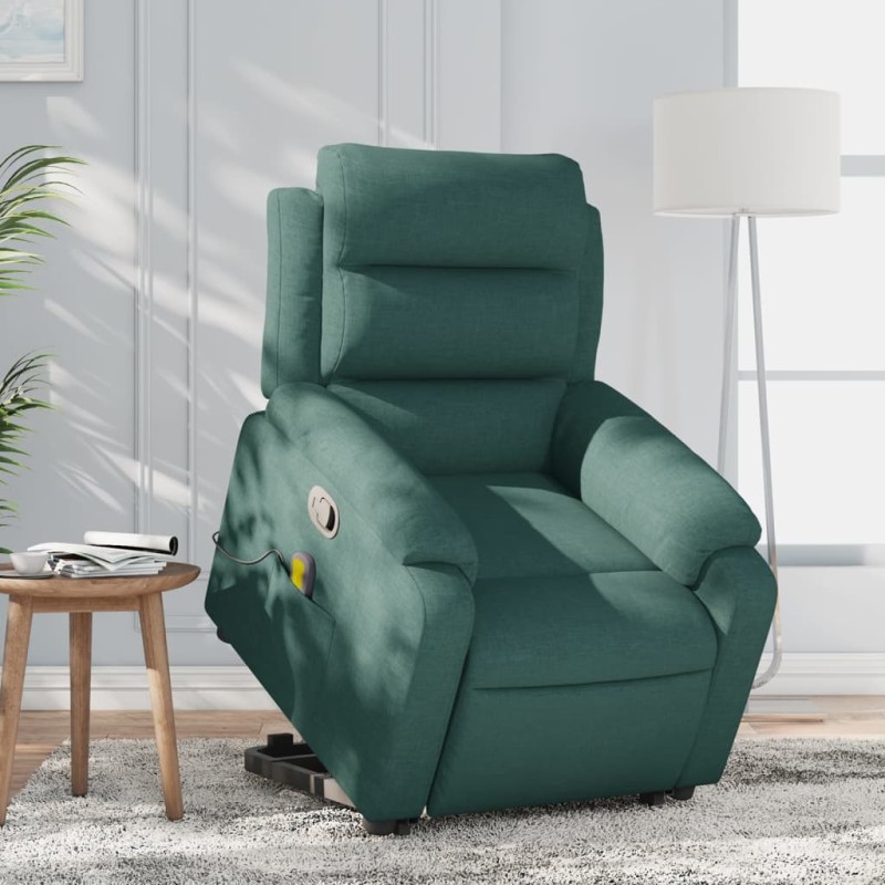 vidaXL Silla de masaje reclinable de pie de tela verde oscura vidaXL Silla de masaje reclinable de pie de tela verde oscura