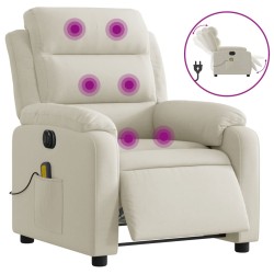 vidaXL Sillón reclinable de masaje eléctrico terciopelo color crema