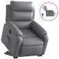 vidaXL Sillón reclinable elevable eléctrico de cuero sintético gris vidaXL Sillón reclinable elevable eléctrico de cuero sintético gris
