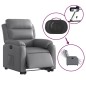 vidaXL Sillón reclinable elevable eléctrico de cuero sintético gris vidaXL Sillón reclinable elevable eléctrico de cuero sintético gris