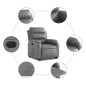 vidaXL Sillón reclinable elevable eléctrico de cuero sintético gris vidaXL Sillón reclinable elevable eléctrico de cuero sintético gris