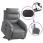 vidaXL Sillón reclinable elevable eléctrico de cuero sintético gris vidaXL Sillón reclinable elevable eléctrico de cuero sintético gris