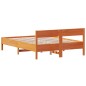 vidaXL Estructura cama con cabecero madera pino marrón cera 135x190 cm vidaXL Estructura cama con cabecero madera pino marrón cera 135x190 cm