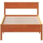 vidaXL Estructura cama con cabecero madera pino marrón cera 90x200 cm vidaXL Estructura cama con cabecero madera pino marrón cera 90x200 cm
