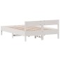vidaXL Estructura de cama con cabecero madera pino blanco 135x190 cm vidaXL Estructura de cama con cabecero madera pino blanco 135x190 cm