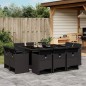 vidaXL Set de comedor jardín 11 pzas con cojines ratán sintético negro vidaXL Set de comedor jardín 11 pzas con cojines ratán sintético negro