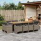 vidaXL Set comedor de jardín con cojines 13 pzas ratán sintético gris vidaXL Set comedor de jardín con cojines 13 pzas ratán sintético gris
