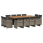 vidaXL Set comedor de jardín con cojines 13 pzas ratán sintético gris vidaXL Set comedor de jardín con cojines 13 pzas ratán sintético gris