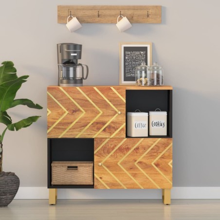 vidaXL Mueble auxiliar madera maciza mango marrón/negro 80x33,5x75 cm