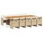 vidaXL Set comedor de jardín 11 pzas con cojines ratán sintético beige