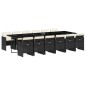 vidaXL Set comedor de jardín con cojines 13 pzas ratán sintético negro vidaXL Set comedor de jardín con cojines 13 pzas ratán sintético negro