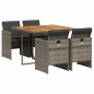 vidaXL Set comedor de jardín 5 piezas con cojines ratán sintético gris vidaXL Set comedor de jardín 5 piezas con cojines ratán sintético gris