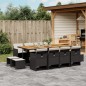 vidaXL Set comedor de jardín con cojines 13 pzas ratán sintético negro vidaXL Set comedor de jardín con cojines 13 pzas ratán sintético negro