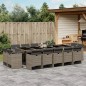 vidaXL Set comedor de jardín con cojines 15 pzas ratán sintético gris vidaXL Set comedor de jardín con cojines 15 pzas ratán sintético gris