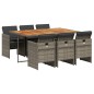 vidaXL Set comedor jardín 7 pzas y cojines ratán sintético gris vidaXL Set comedor jardín 7 pzas y cojines ratán sintético gris