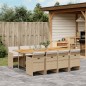 vidaXL Set comedor de jardín 9 pzas con cojines ratán sintético beige vidaXL Set comedor de jardín 9 pzas con cojines ratán sintético beige