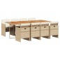 vidaXL Set comedor de jardín 9 pzas con cojines ratán sintético beige vidaXL Set comedor de jardín 9 pzas con cojines ratán sintético beige