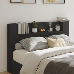 vidaXL Cabecero de cama con luz LED negro 160x16,5x103,5 cm
