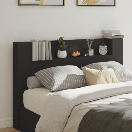 vidaXL Cabecero de cama con luz LED negro 160x16,5x103,5 cm