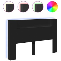 vidaXL Cabecero de cama con luz LED negro 160x16,5x103,5 cm