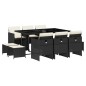 vidaXL Set de comedor jardín 11 pzas con cojines ratán sintético negro vidaXL Set de comedor jardín 11 pzas con cojines ratán sintético negro