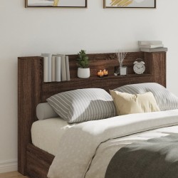 vidaXL Cabecero de cama con luz LED marrón roble 160x16,5x103,5 cm