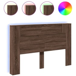 vidaXL Cabecero de cama con luz LED marrón roble 160x16,5x103,5 cm