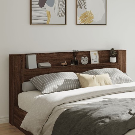 vidaXL Cabecero de cama con luz LED marrón roble 220x16,5x103,5 cm