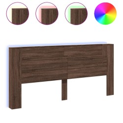 vidaXL Cabecero de cama con luz LED marrón roble 220x16,5x103,5 cm