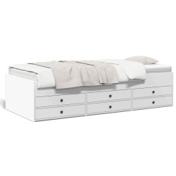 vidaXL Tumbona con cajones madera de ingeniería blanco 90x190 cm